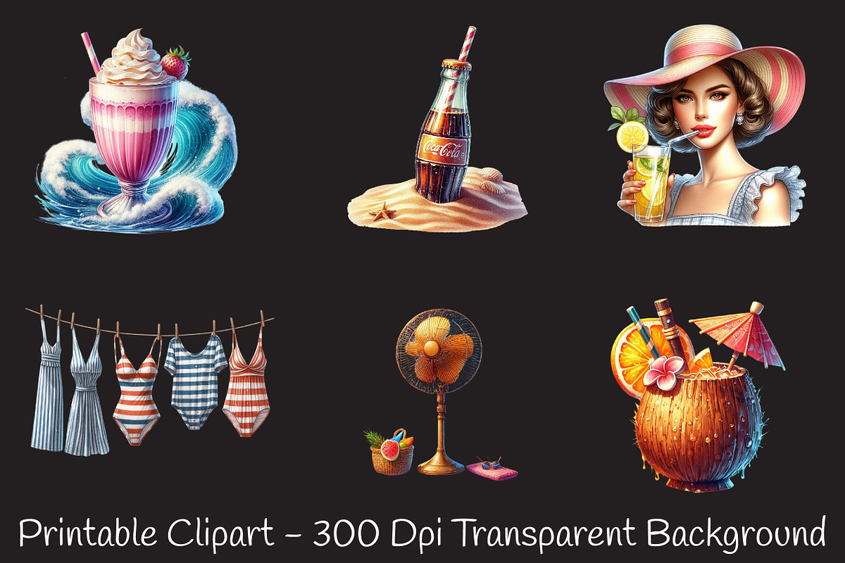 1950s Style Beach Day Clipart's, a Seasonal Illustration by RobertsArt (Photo 5 of 7)