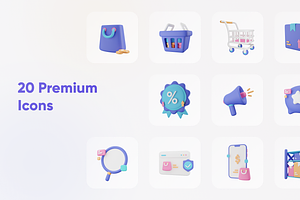 Commercially E-Commerce 3D Icons Set