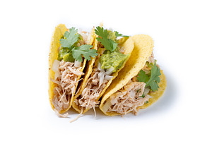 Carnitas tacos with guacamole, cilantro, onion and lime, a Food & Drink Photo by etorres69