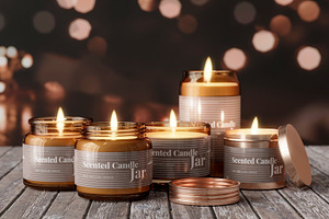 Amber Glass Candle Mockup Bundle
