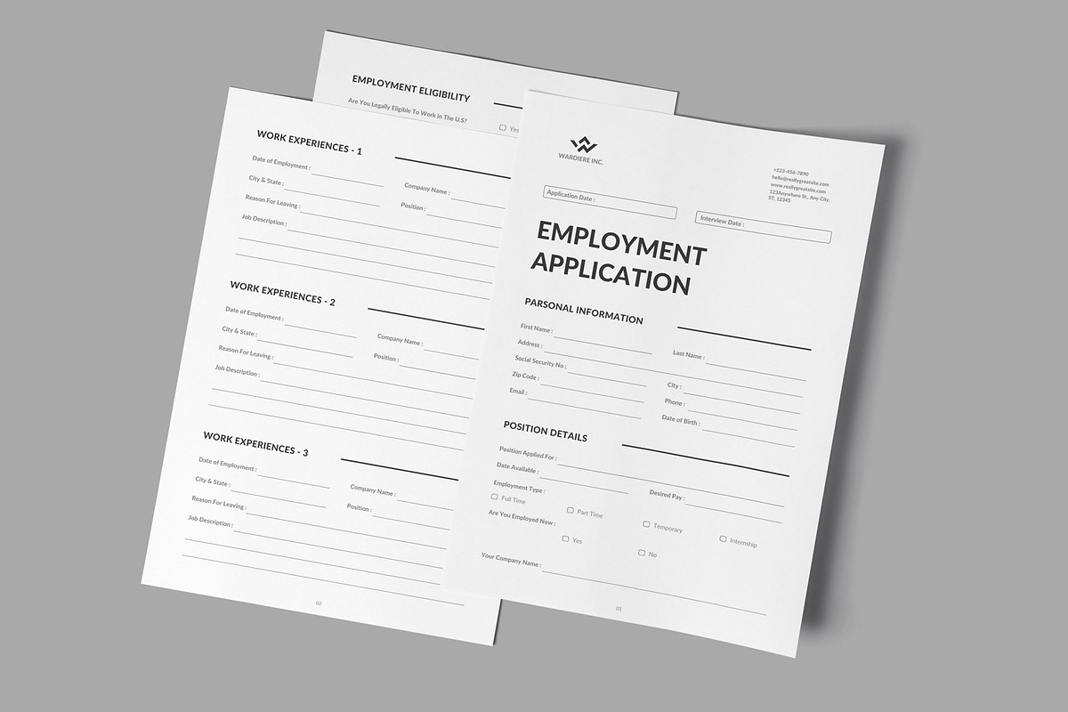 Employment Application Vol. 01, a Stationery Template by LaxmiOwl