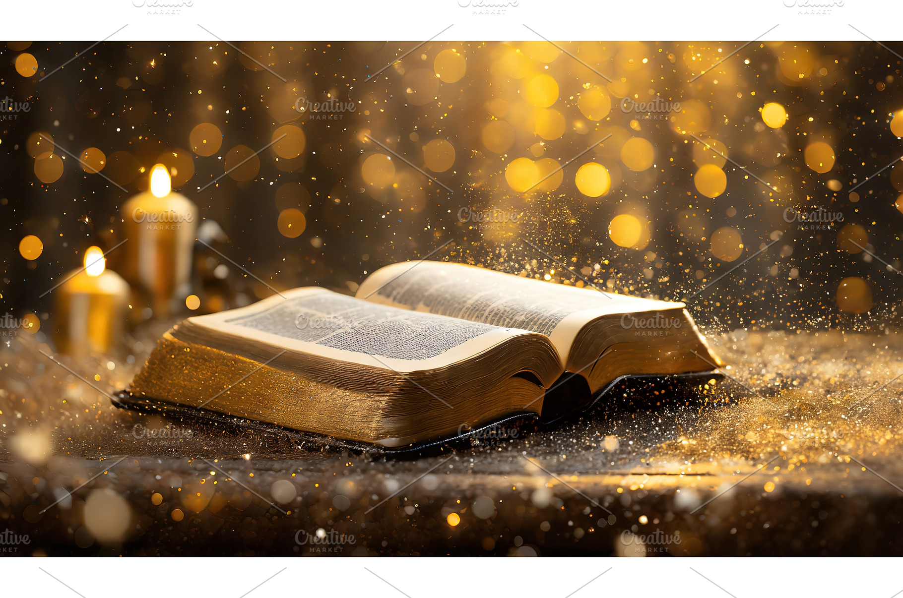 Open book and candles, evoking a, a Background Photo by Igor Tichonow