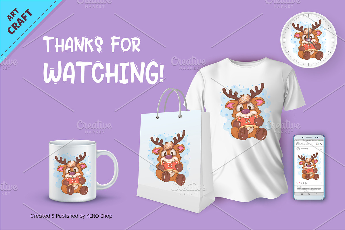Cartoon Deer with Cookies. Clipart, an Animal Illustration by KENO Mascots (Photo 3 of 3)