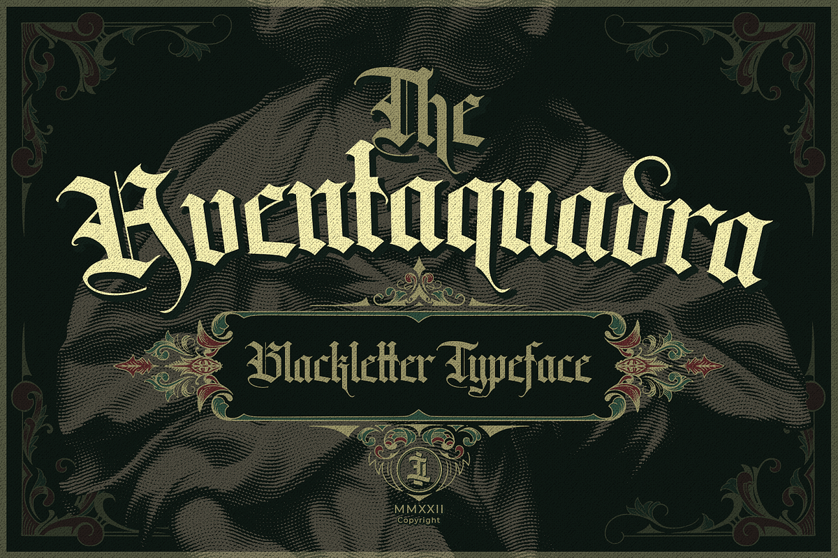 Aventaquadra, a Blackletter Font by ilhamtaro (Photo 1 of 11)