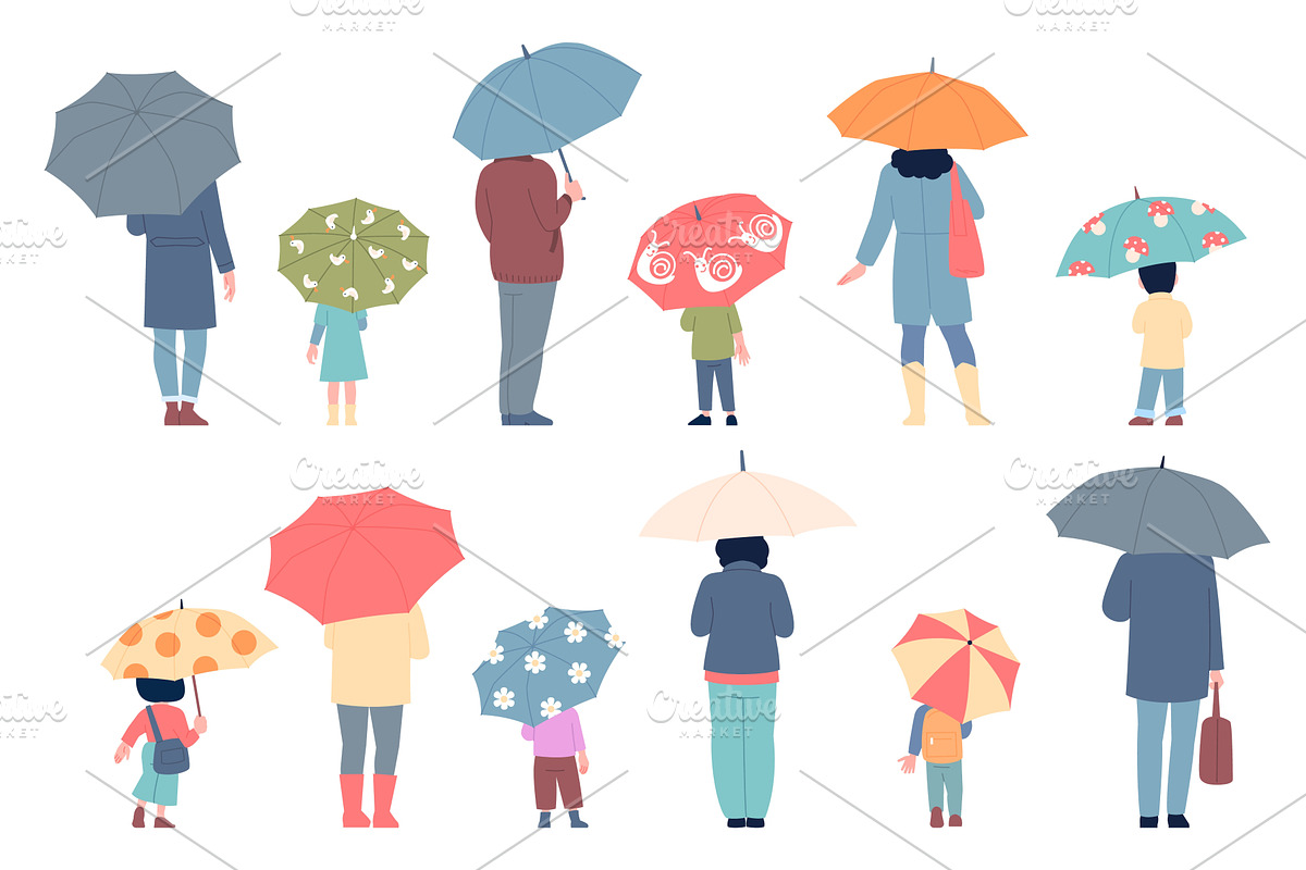 People stand back with umbrella, a Person Illustration by LadadikArt