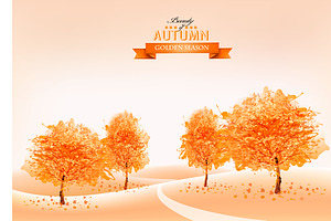 Landscape Autumn Background. Vector.