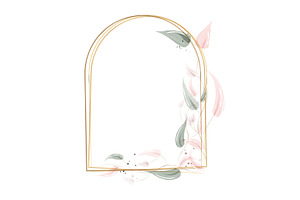 Delicate golden arch frame with, an Illustration by okskukuruza