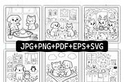 Cozy Quiet Friendship Coloring Pages, an Animal Illustration by Coco Bloom (Thumbnail 2 of 9)