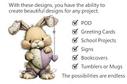 Whimsical Easter Bunny Clipart, an Illustration by Pixels.Craft (Thumbnail 3 of 3)