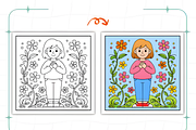 Spring Woman Coloring Pages, a Decorative Illustration by Ink Gallery (Thumbnail 5 of 9)
