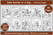 Dog Daily Routine Coloring Pages, an Animal Illustration by Lamia Emad (Thumbnail 1 of 5)