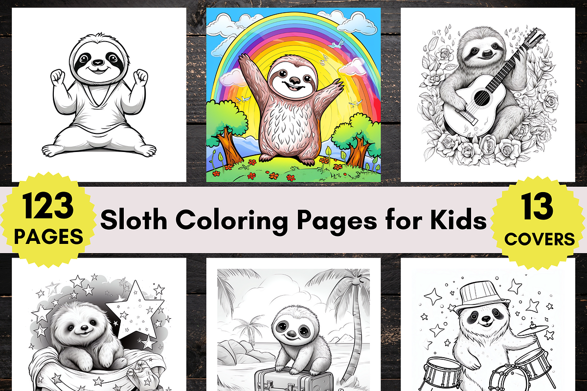 Sloth Coloring Pages for Kids, a Business Card Template by LA Design (Photo 1 of 9)