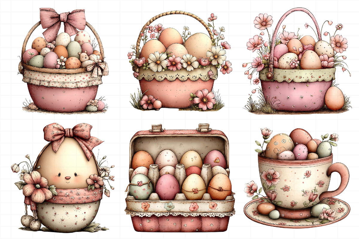 Easter Basket Clipart Set, an Illustration by Daily.Designs (Photo 6 of 8)