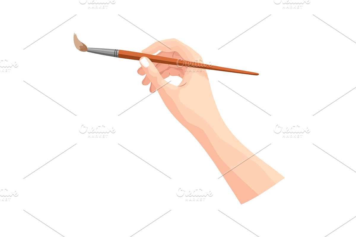 Hand holding paintbrush. Brush, an Object Illustration by Things for designers