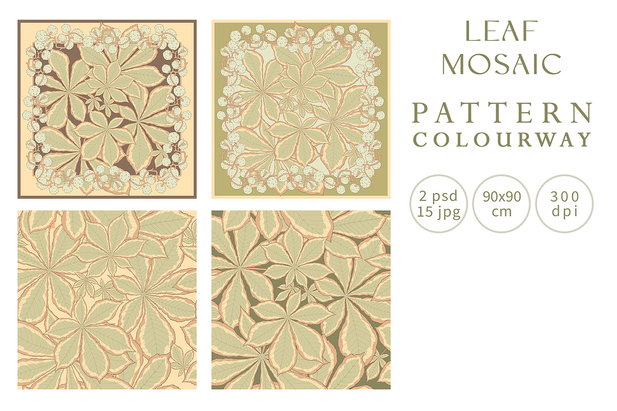 Silk Scarf Leaf Mosaic, a Pattern Graphic by Natalia0307 (Photo 2 of 9)