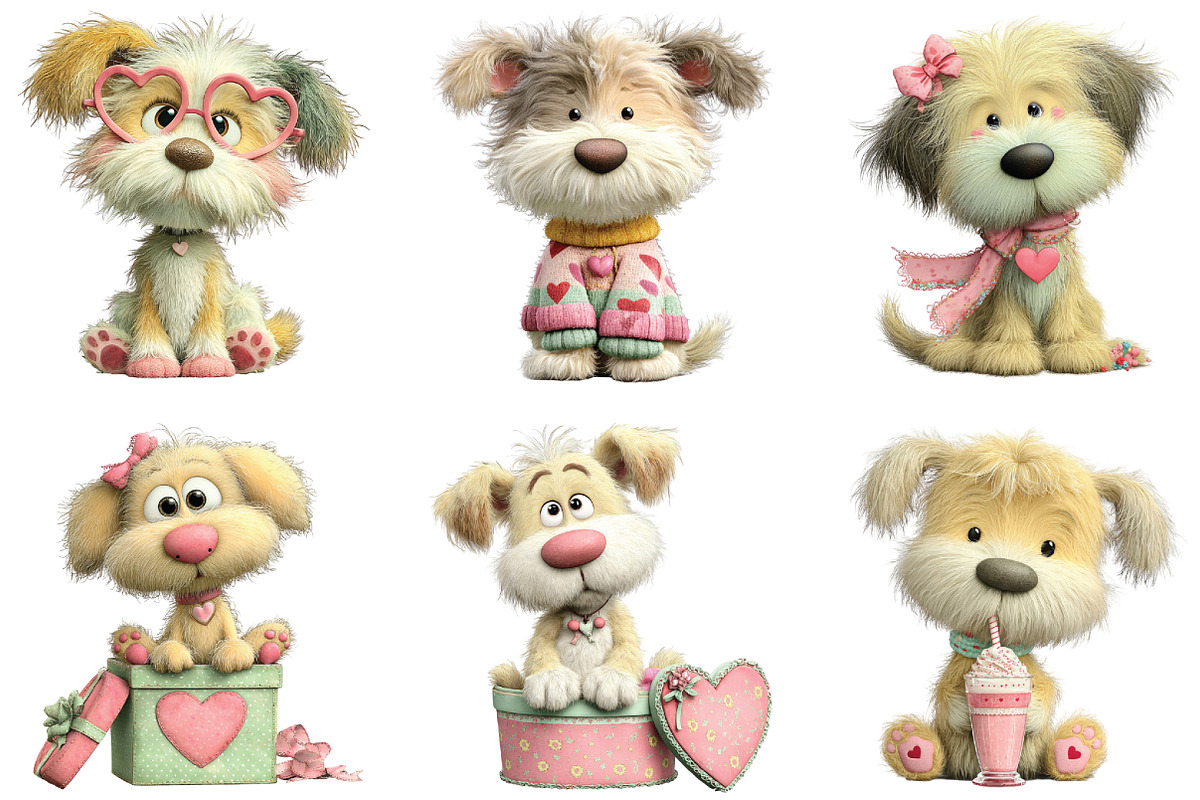 Whimsical Valentine Fluffy Dog PNG, an Illustration by CraftArtStudio (Photo 5 of 6)