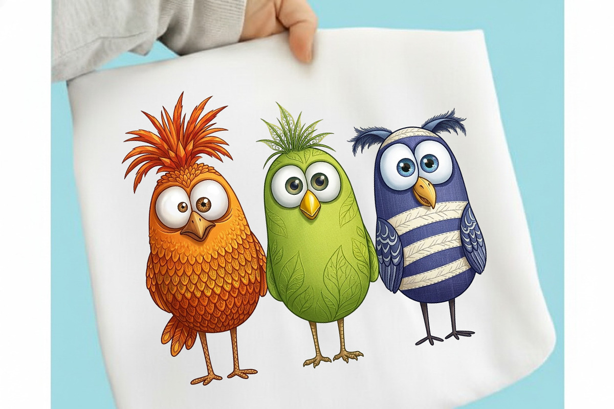 Funny Cute Birds Sublimation Design, an Illustration by designcity5 (Photo 1 of 4)