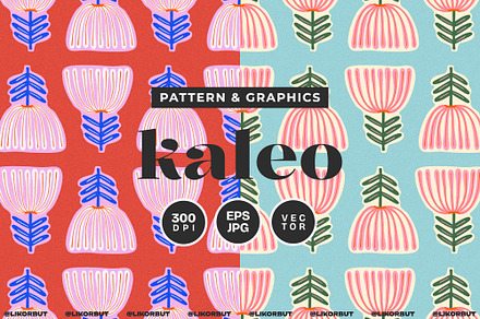Kaleo Abstract Floral Pattern, a Pattern Graphic by likorbut