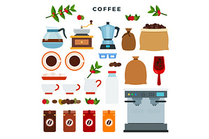 Collection Of Vector Icons On Coffee