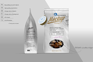 White Paper Bag Mockup Left & Front