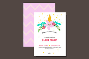 unicorn soft pink birtday card, a Card Template by bungamustia