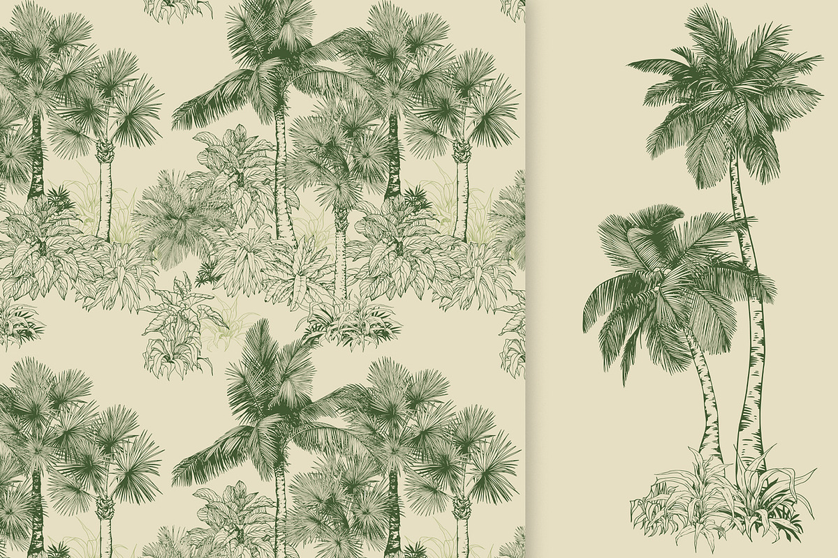 Green Palm Patterns Tropical Forest, a Decorative Illustration by Jeanna Draw (Photo 10 of 14)