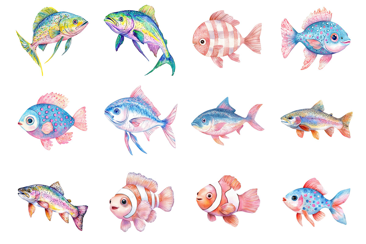 Preppy Glitter Fish PNG, a Seasonal Illustration by CitraGraphics