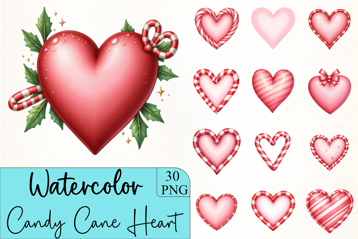 Candy Cane Heart Clipart, an Illustration by CrexoraLab (Photo 1 of 5)
