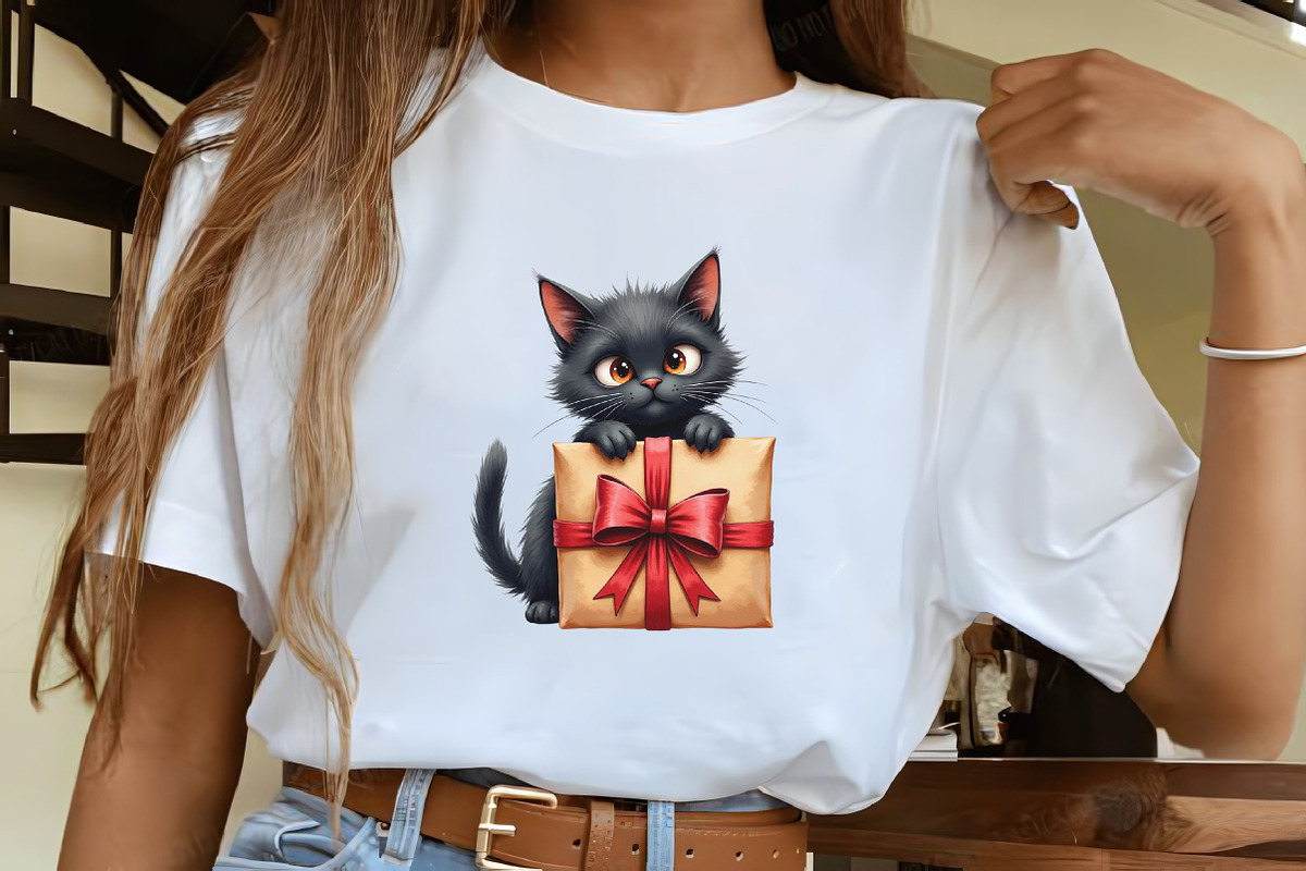 Funny Christmas Black Cat Clipart Bu, an Illustration by CrexoraLab (Photo 4 of 5)