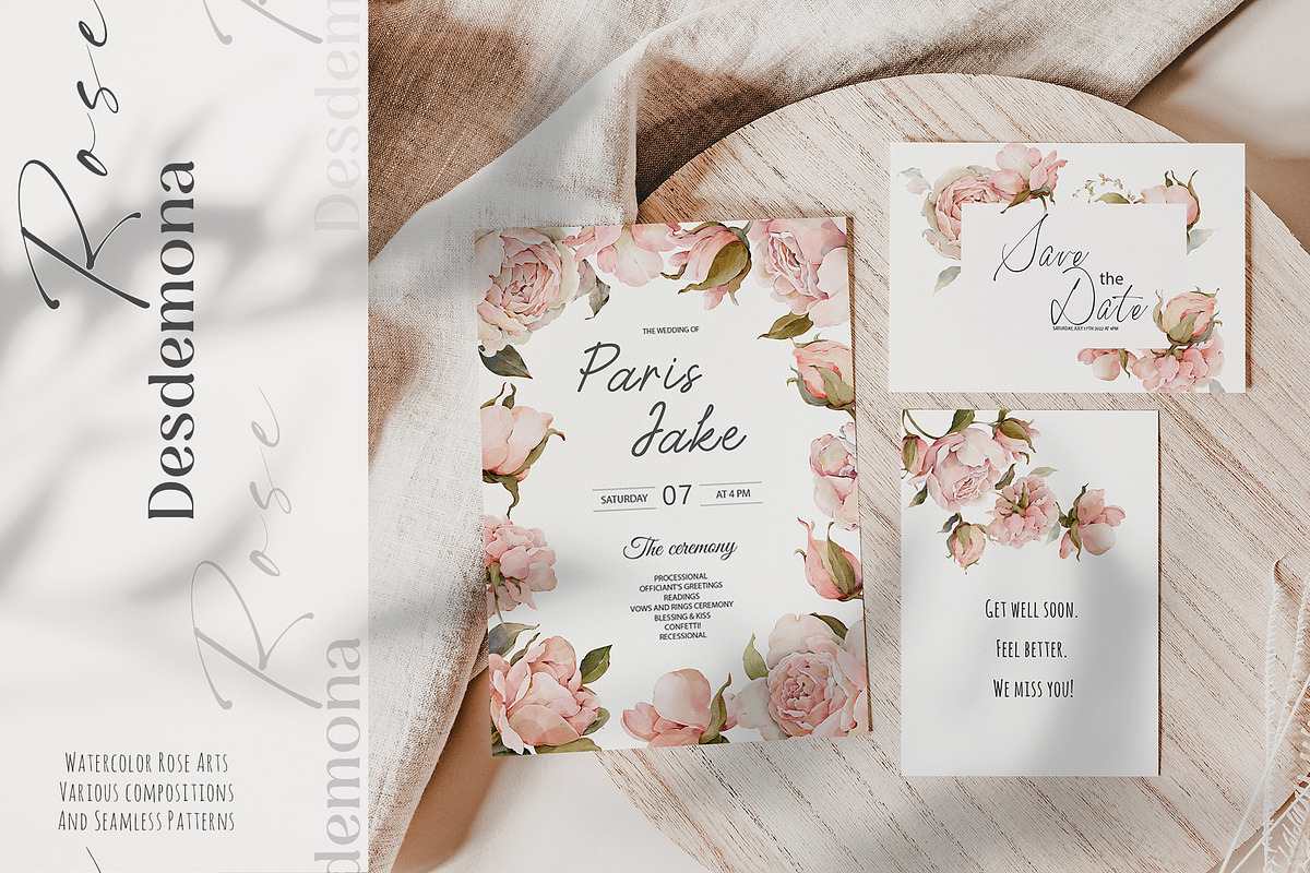 Watercolor Rose Floral Elements, a Decorative Illustration by Damian Roh (Photo 4 of 13)