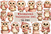 Whimsical Valentine Owl Clipart, an Illustration by Libby Wishes (Thumbnail 1 of 7)