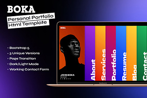 Boka - portfolio and resume template, a Bootstrap Template by SLICEmyPAGE