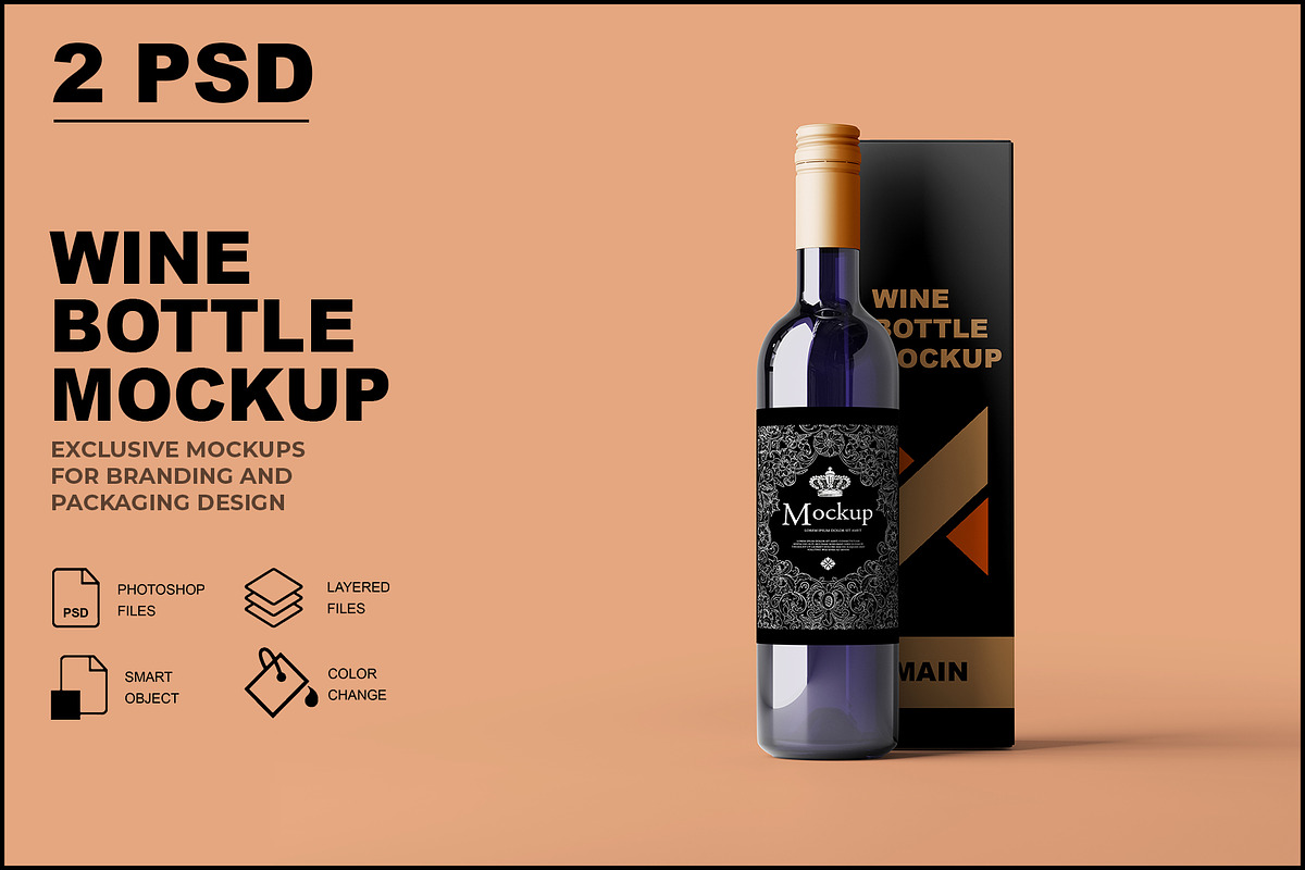 Wine Bottle Mockup, a Product Mockup by GraphicsPixel (Photo 1 of 7)