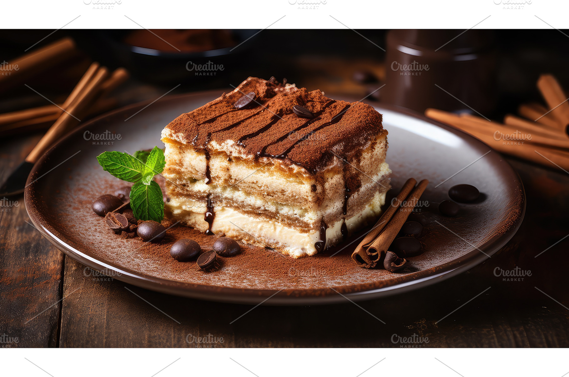 chocolate plate tiramisu food ai, a Background Photo by pikepicture