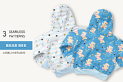 Bear Bee - Blue, a Pattern Graphic by Jaselvii Studio (Thumbnail 1 of 6)