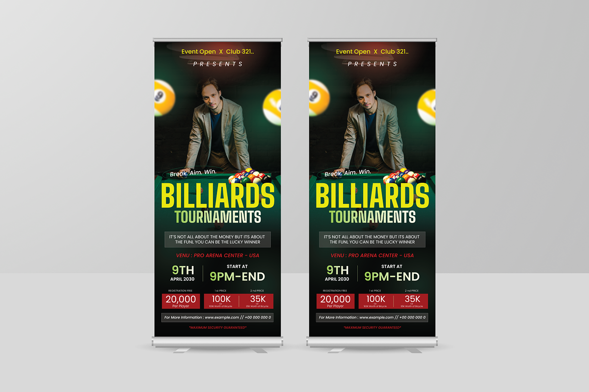 Billiards Tournament Roll Up Banner, a Poster Template by Annora Studio (Photo 1 of 5)
