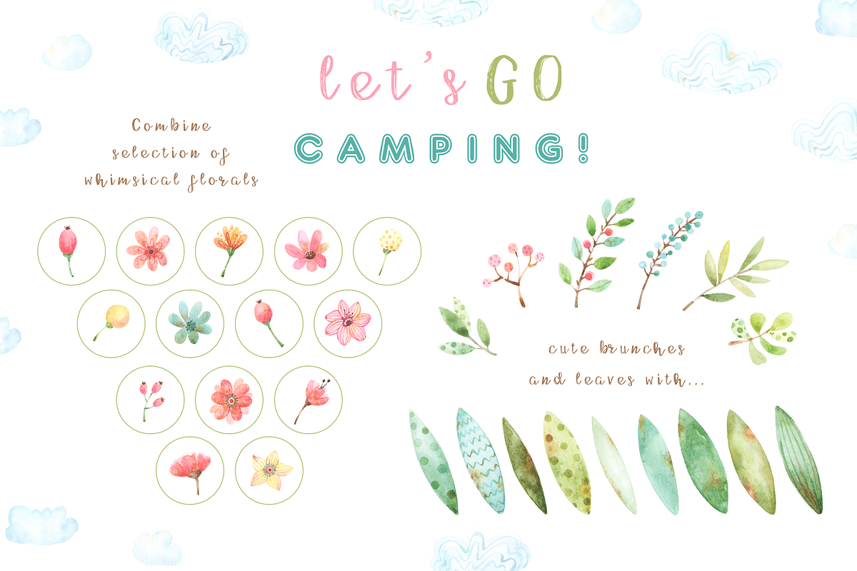 Let's go Camping Watercolor Set, an Illustration by Tatiana Troian (Photo 4 of 7)