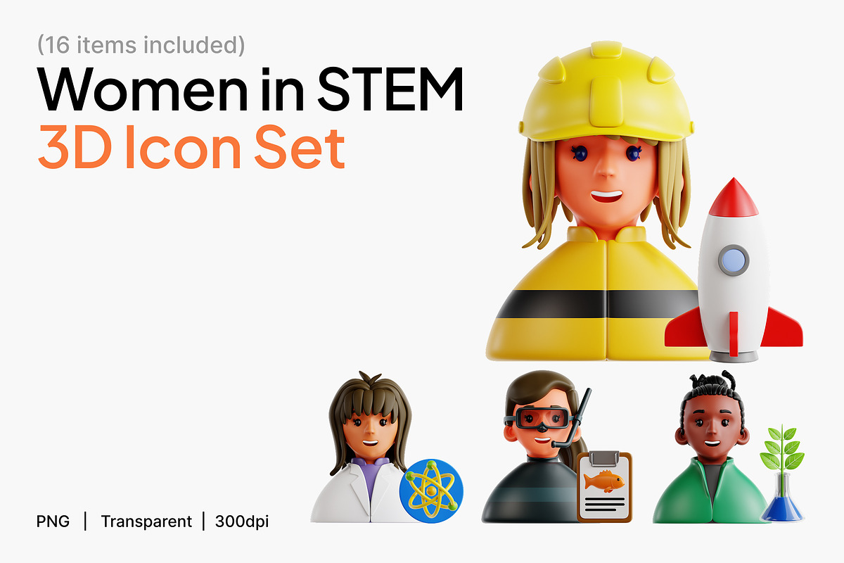 Women in STEM 3D Icon Set, a Characters & Person 3D Model by Eklip Studio (Photo 1 of 3)