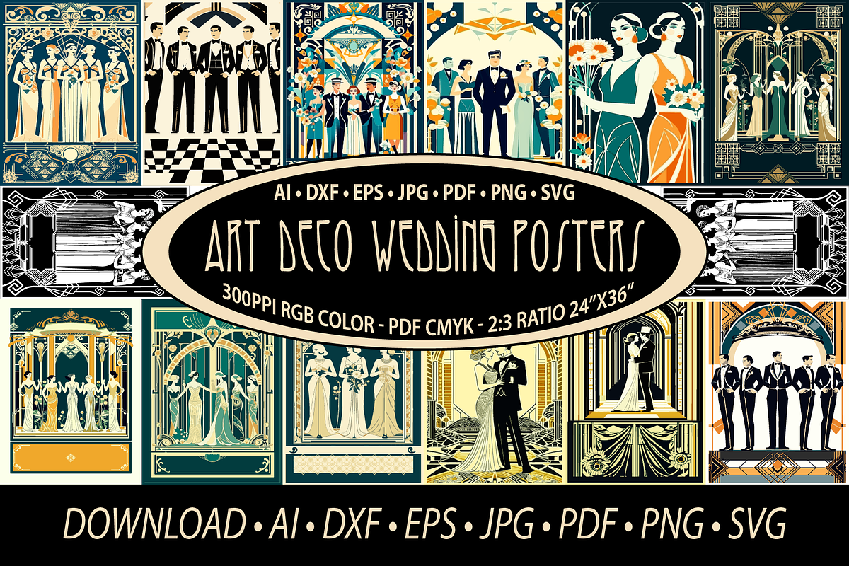 Art Deco Wedding Posters Wall Art, a Person Illustration by Blynn Pippen (Photo 1 of 10)