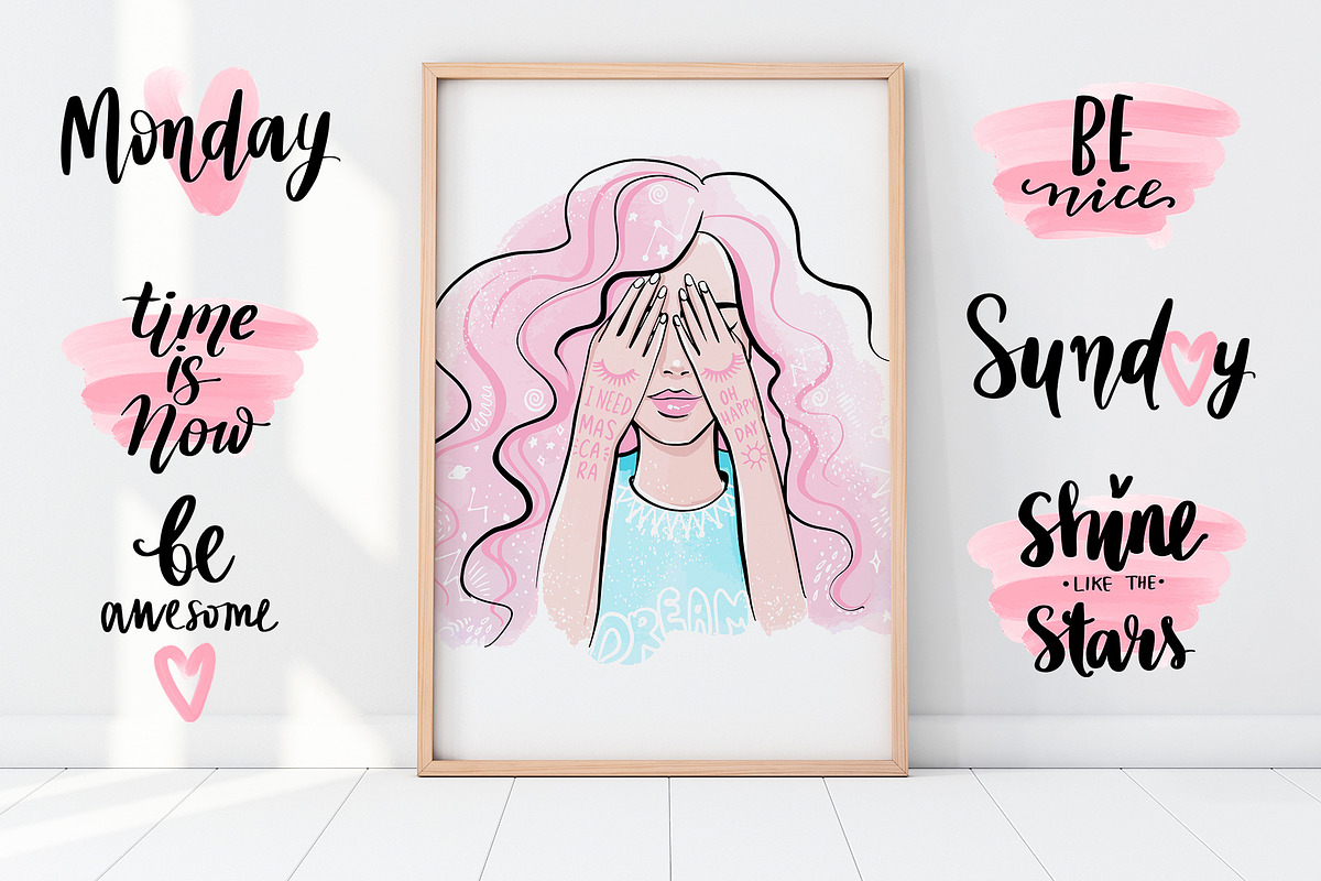 Quotes, Girls, MakeUp and lashes!, a Decorative Illustration by Yana Lesiuk (Photo 3 of 11)