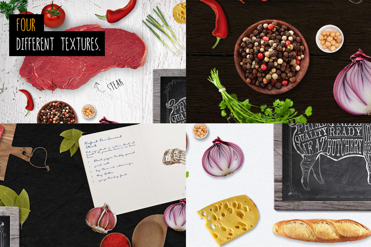 Food on table scene Mock Up, a Product Mockup by Leschinger.cz (Photo 1 of 5)