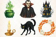 Retro Halloween Clipart Bundle, an Illustration by Libby Wishes (Thumbnail 6 of 9)