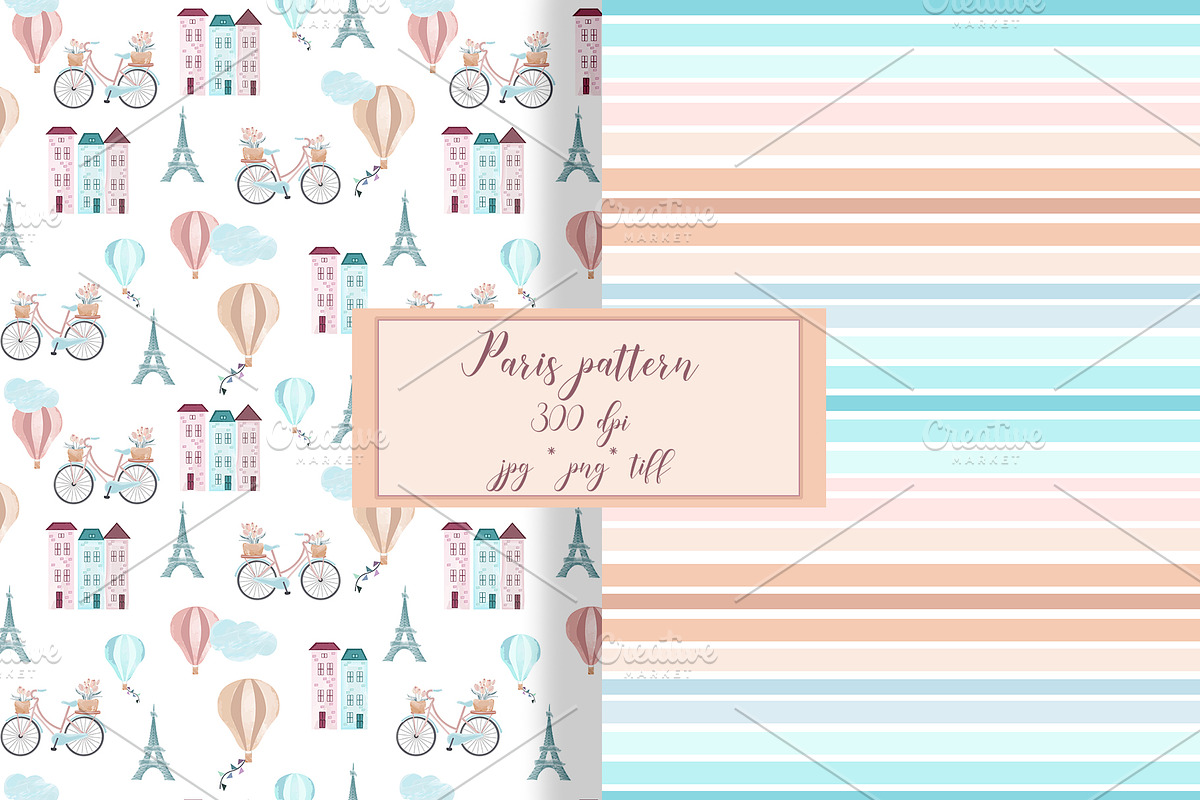 Beige Paris Seamless Pattern Set, a Pattern Graphic by Oksana Dovhopol Art (Photo 1 of 13)