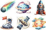 Watercolor Astronaut and Space PNG, an Illustration by Designking (Thumbnail 2 of 4)