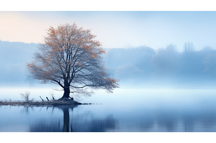 nature blue lake tree landscape ai, a Nature Photo by pikepicture
