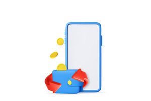3D Mobile Wallet with Digital Coin, a Finance Illustration by ModVector
