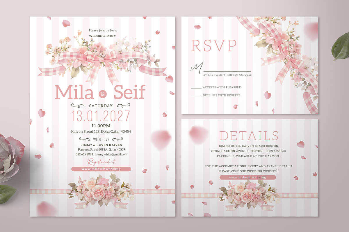 Coquette Wedding Invitation Set, an Invitation Template by Aarley Kaiven (Photo 1 of 3)
