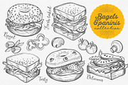 Bagels & Paninis hand-drawn graphic, a Food Illustration by BarcelonaShop (Thumbnail 1 of 5)