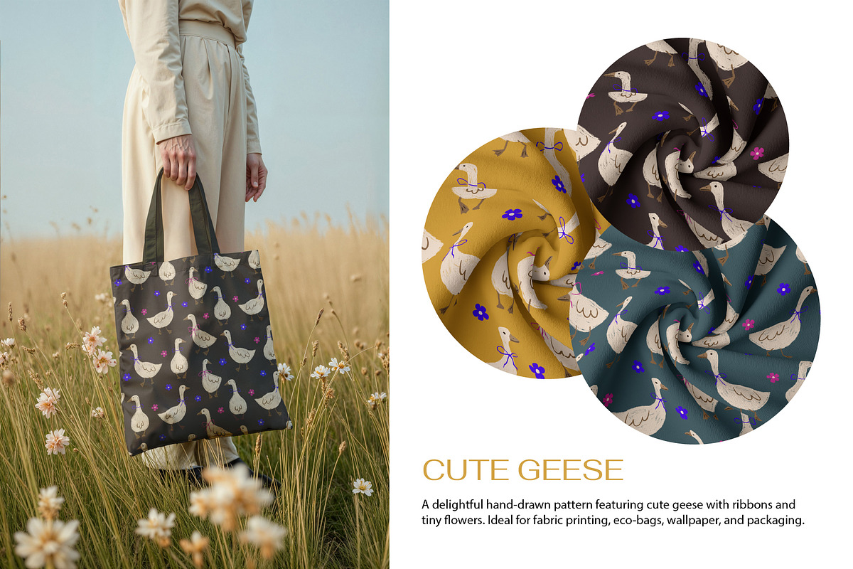 Cute Geese - Seamless Pattern, a Pattern Graphic by Alona Savchuk (Photo 3 of 11)