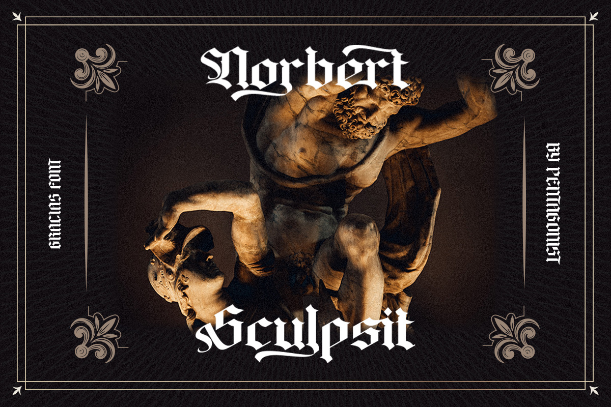 Gracias | Blackletter Font, a Blackletter Font by Pentagonistudio (Photo 3 of 10)